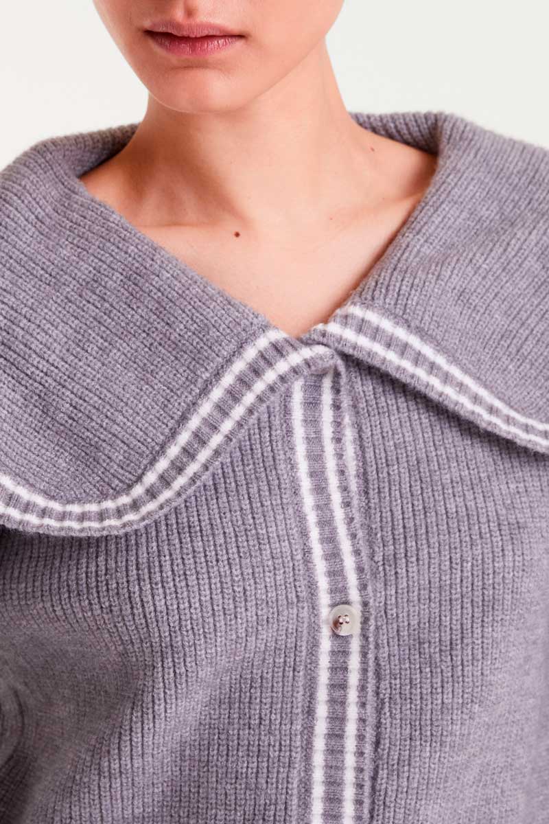 Daniela Sailor Collar Cardigan, Soft Grey image 2