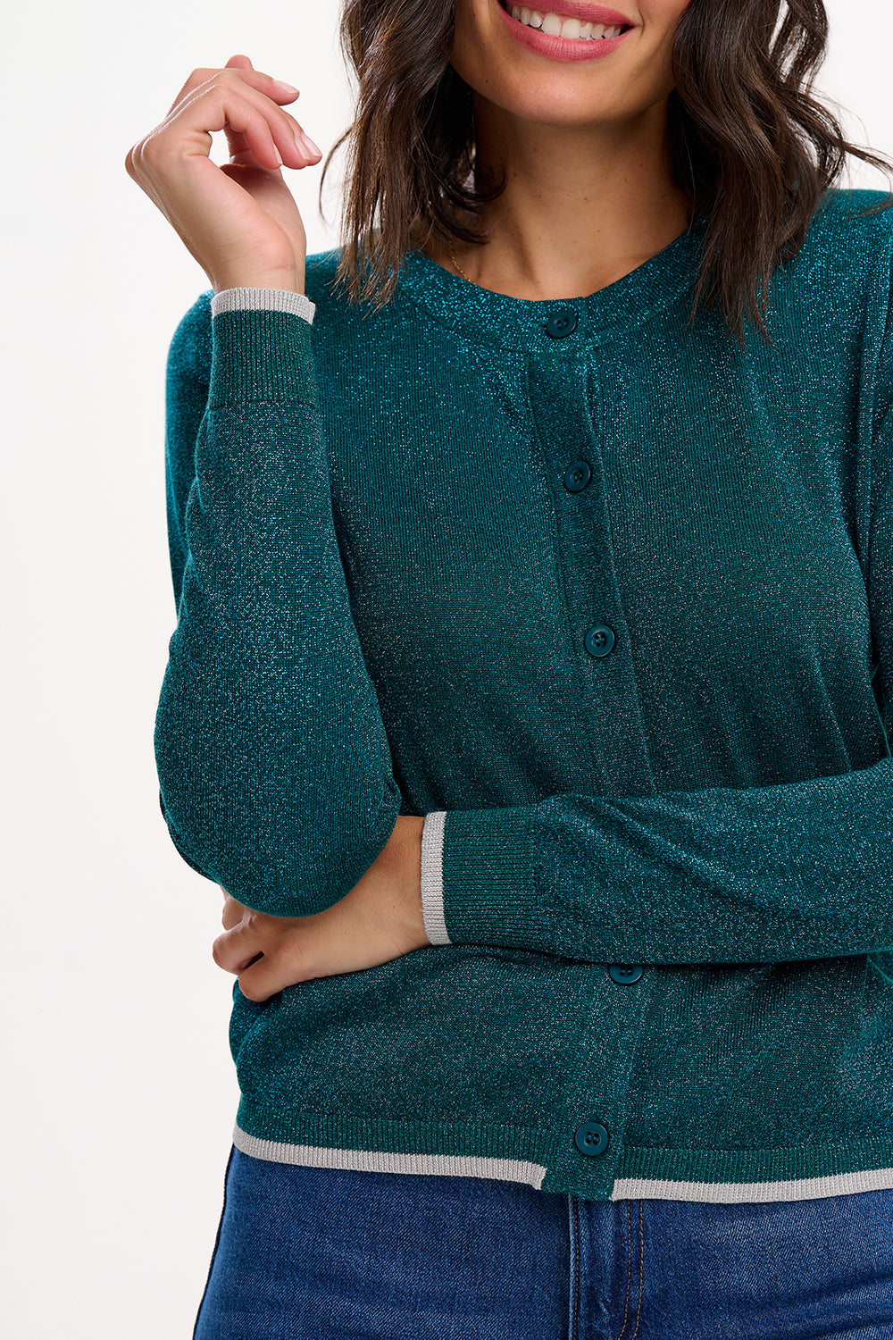 Ophilia Cardigan, Teal Sparkle image 1