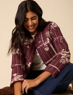Julia Reversible Quilted Jacket, Floral Burgundy image 4