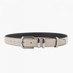 Belt, Light Cream Leather - Silver Buckle image 0