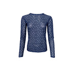 Annie Mesh Blouse, Navy Dot