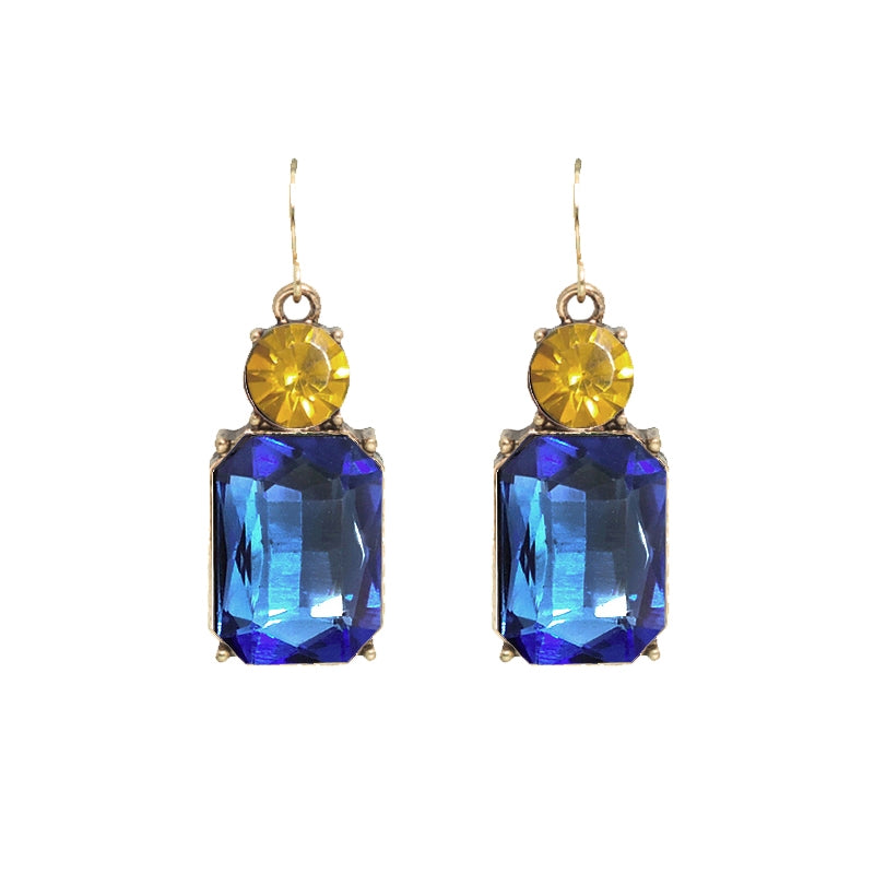 Twin Gem Earring, Azure & Yellow