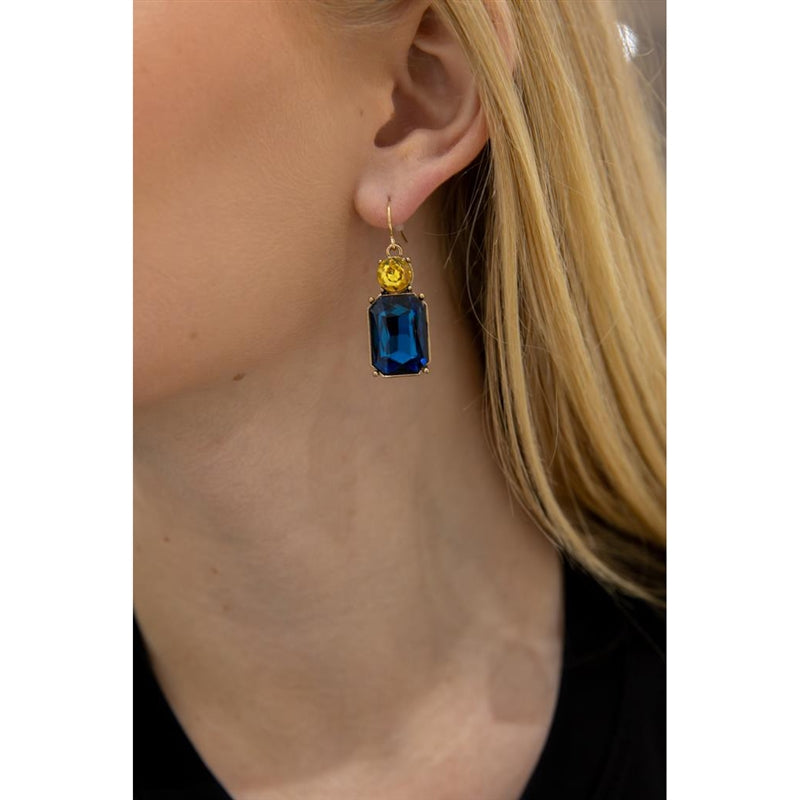 Twin Gem Earring, Azure & Yellow - detail