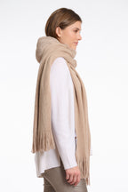 Vlien Knitted Scarf with Faux Fur, Oat image 2