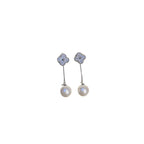 Four Petals Earrings with Pearl Drops, Silver image 2