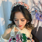 Flowers & Pearls Headband, Taupe image 1