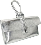 Metallic Leather Loop Bag, Silver image 0