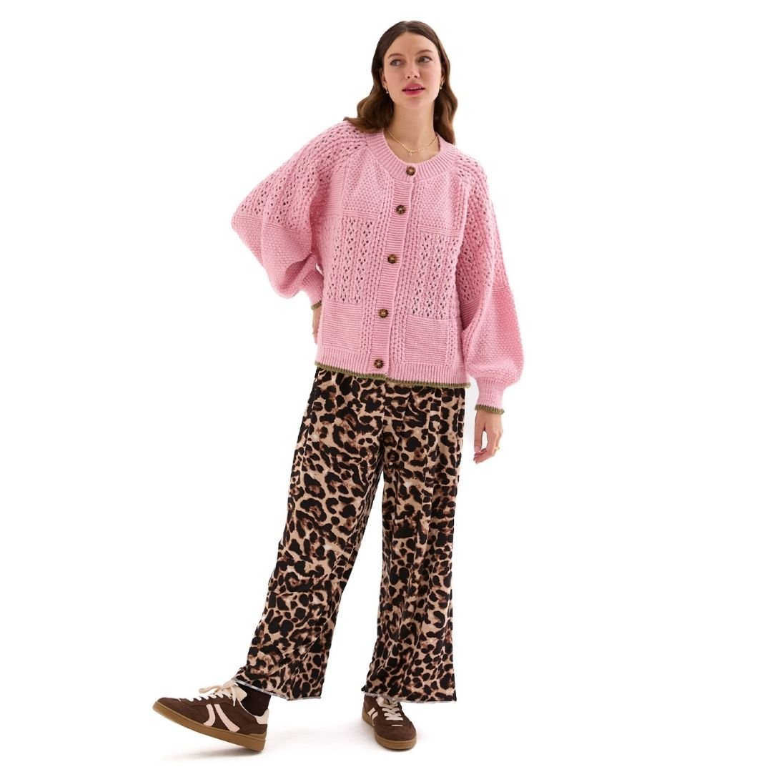 Brigit Chunky Knit Cardigan, Blush