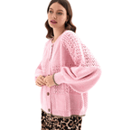 Brigit Chunky Knit Cardigan, Blush