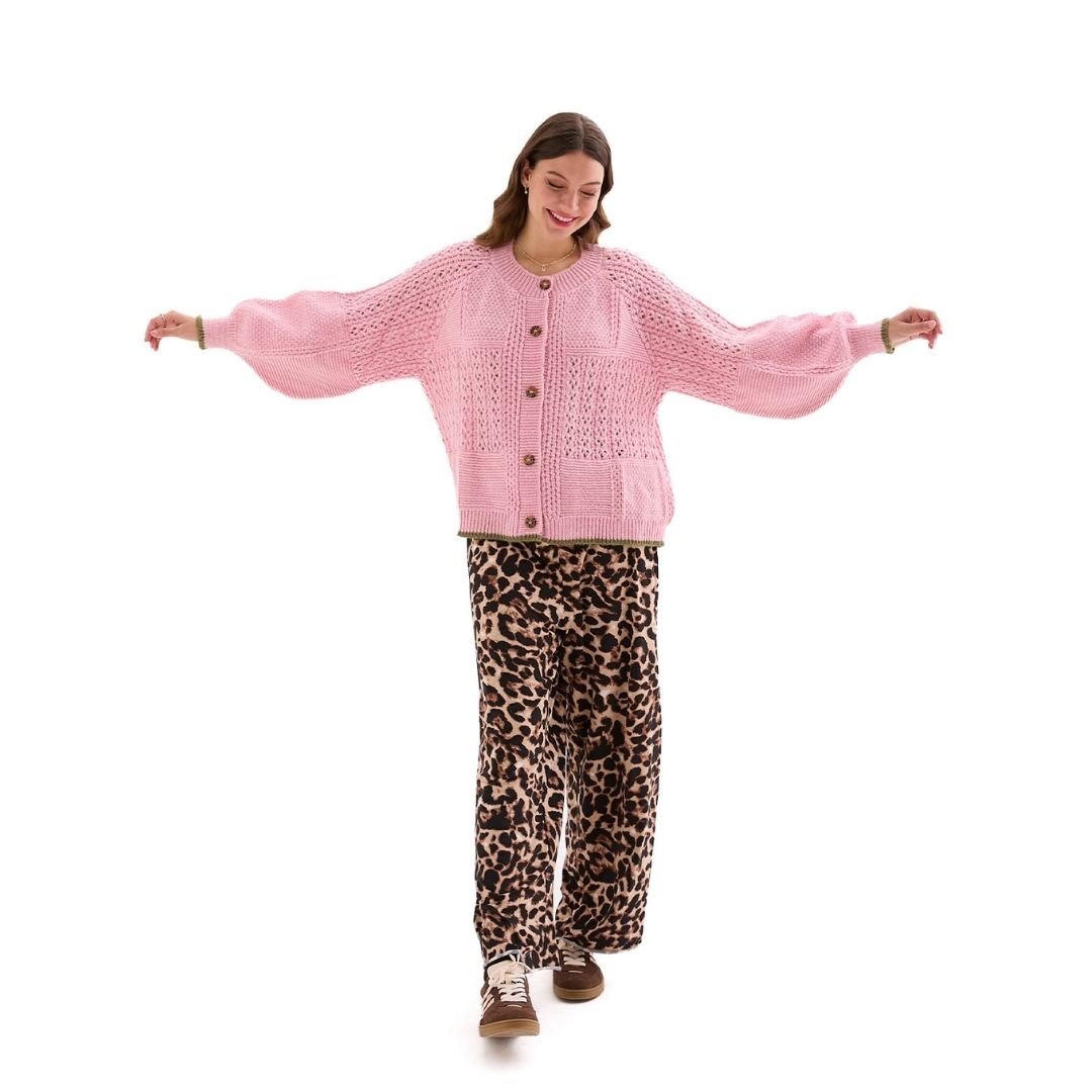 Brigit Chunky Knit Cardigan, Blush