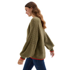 Brigit Chunky Knit Cardigan, Khaki