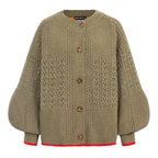 Brigit Chunky Knit Cardigan, Khaki