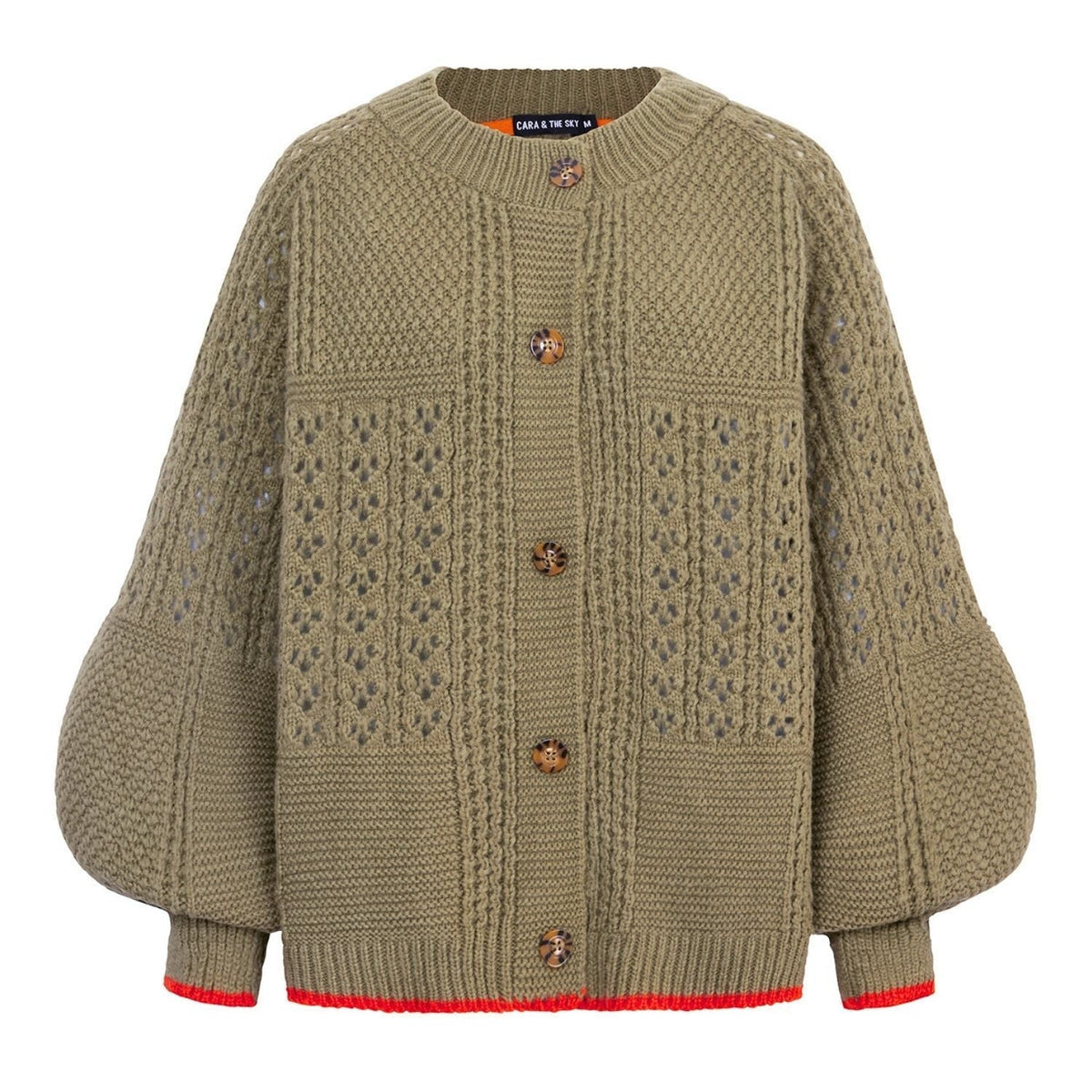 Brigit Chunky Knit Cardigan, Khaki