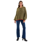 Brigit Chunky Knit Cardigan, Khaki