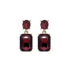 Oval Twin Gem Post Earring, Burgundy