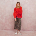 Brigit Pointelle Stitch Balloon Sleeve Cardigan, Orange image 1