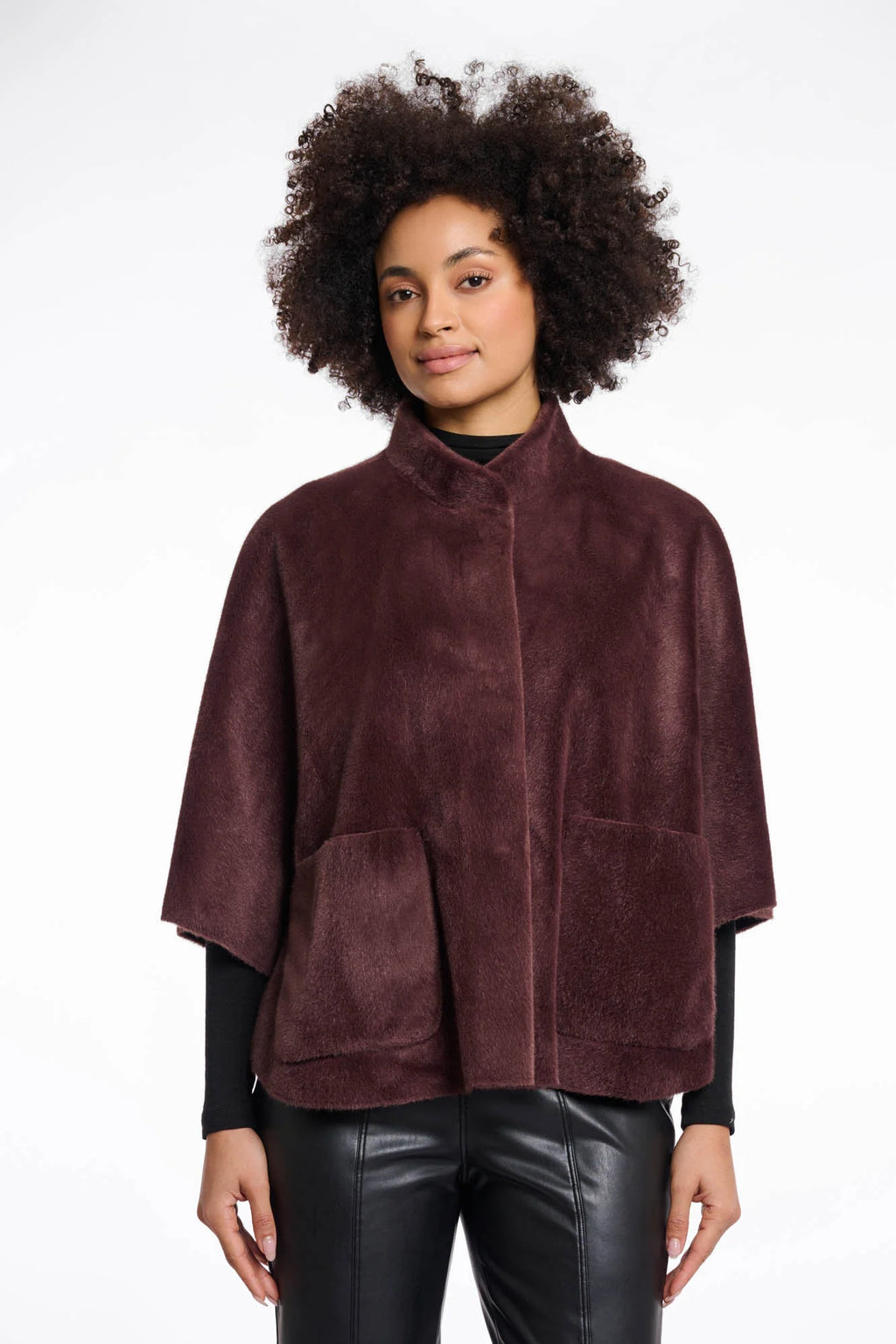 Dewi Faux Fur Cape, Chocolate Bean image 0