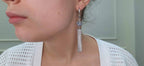 Silver Hematite Gemstone Maple Leaf Tassel Earrings image 1