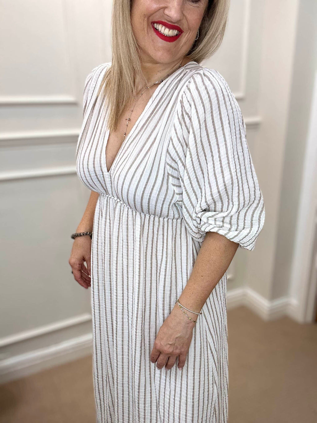 Kitty Dress, Biscuit Stripe image 1