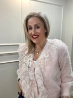 Brita Cardigan, Pink with Sparkling Flowers image 0