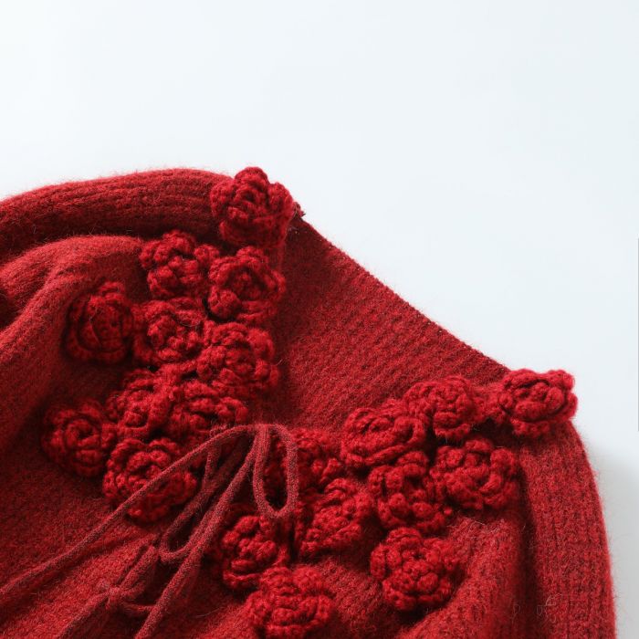 Rosie Knit  Cardigan, Burgundy image 6