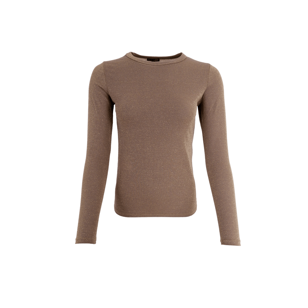 Faye Lurex Long-Sleeved Top, Golden Sand colour image 1