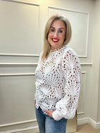 Lacy Greek Blouse, Off-White image 0