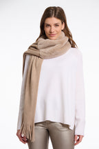 Vlien Knitted Scarf with Faux Fur, Oat image 0