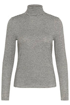 Amma Long Sleeve Rollneck Tee Shirt, Black and White Stripe image 4