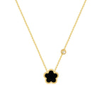 Gold-Plated Clover Necklace, Black & Gem image 1