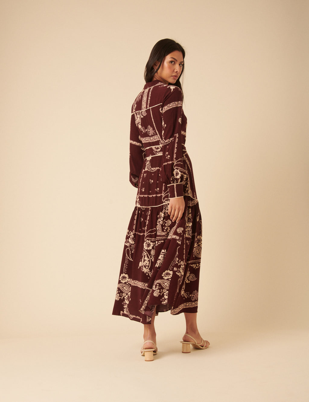 Brooklyn Midi Shirt Dress, Burgundy Print image 5
