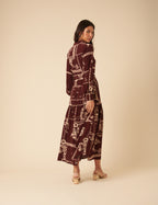 Brooklyn Midi Shirt Dress, Burgundy Print image 5