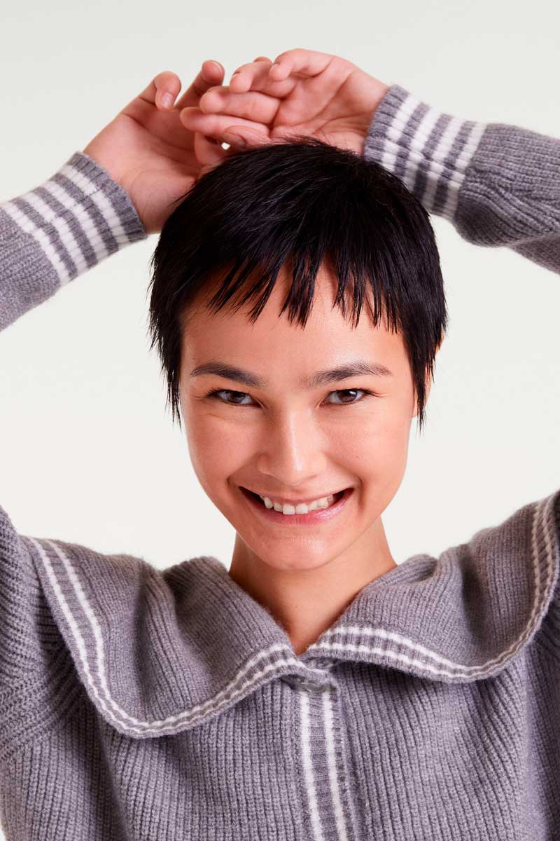 Daniela Sailor Collar Cardigan, Soft Grey image 1