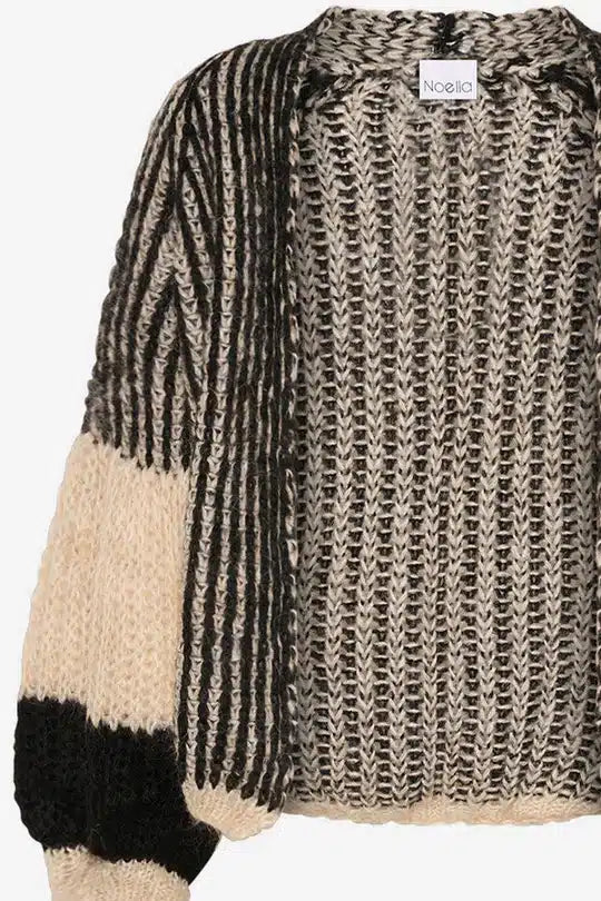 Liana Knit Cardigan, Cream & Black image 6