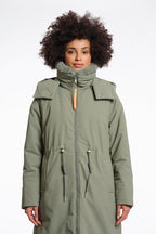 Quinte Outdoor Jacket, Detachable Faux Fur Collar, Green Ash image 1