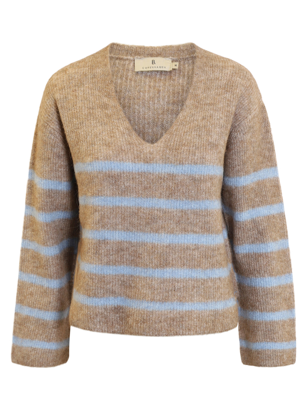Carys Jumper, Taupe with Blue image 1