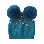 Sequin Double Pompom Hat, Peacock Blue image 0