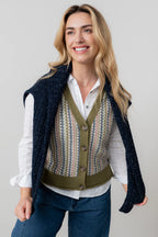 Gwyneth Fair Isle Sleeveless Cardigan, Moss image 5