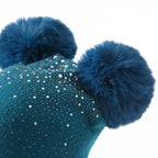 Sequin Double Pompom Hat, Peacock Blue image 3