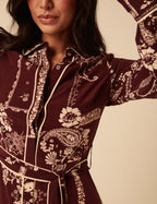 Brooklyn Midi Shirt Dress, Burgundy Print image 2