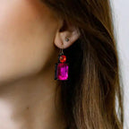 Twin Gem Earring, Pink & Orange image 1