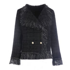 Classic Tweed Fringed Cardigan, Black image 8