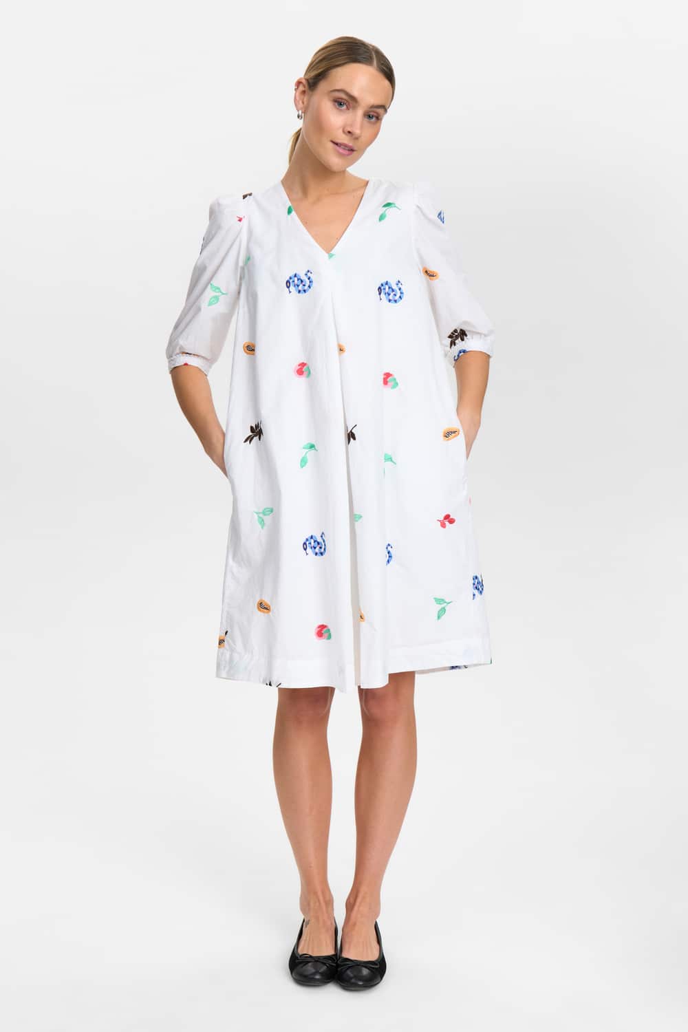Valentine Embroidered Dress, Bright White image 2