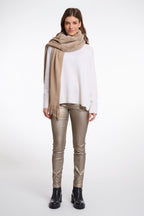 Vlien Knitted Scarf with Faux Fur, Oat image 1
