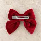 Hair Bow Clip, Deep Scarlet - back showing clip
