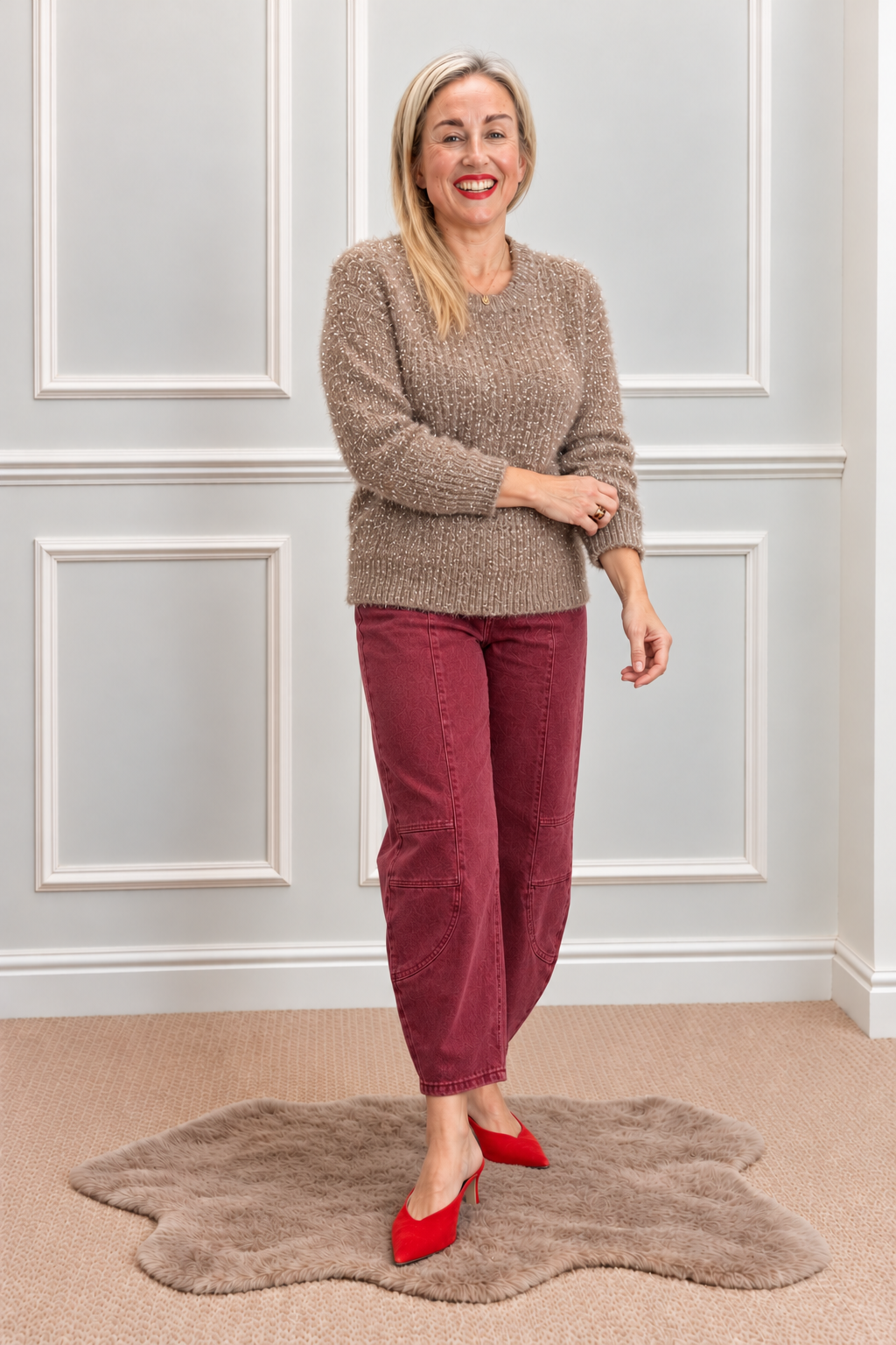Halfa Shimmer Pullover, Asti Metallic