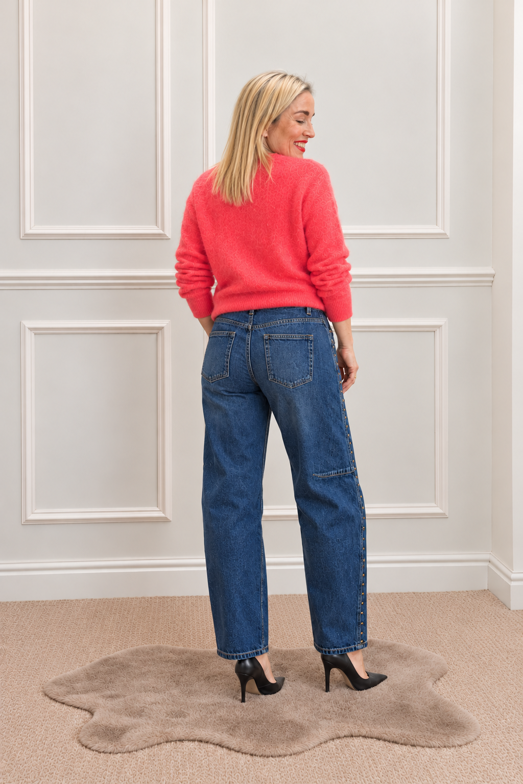 Harta Jean - Studded Barrel, Dark Wash - back view