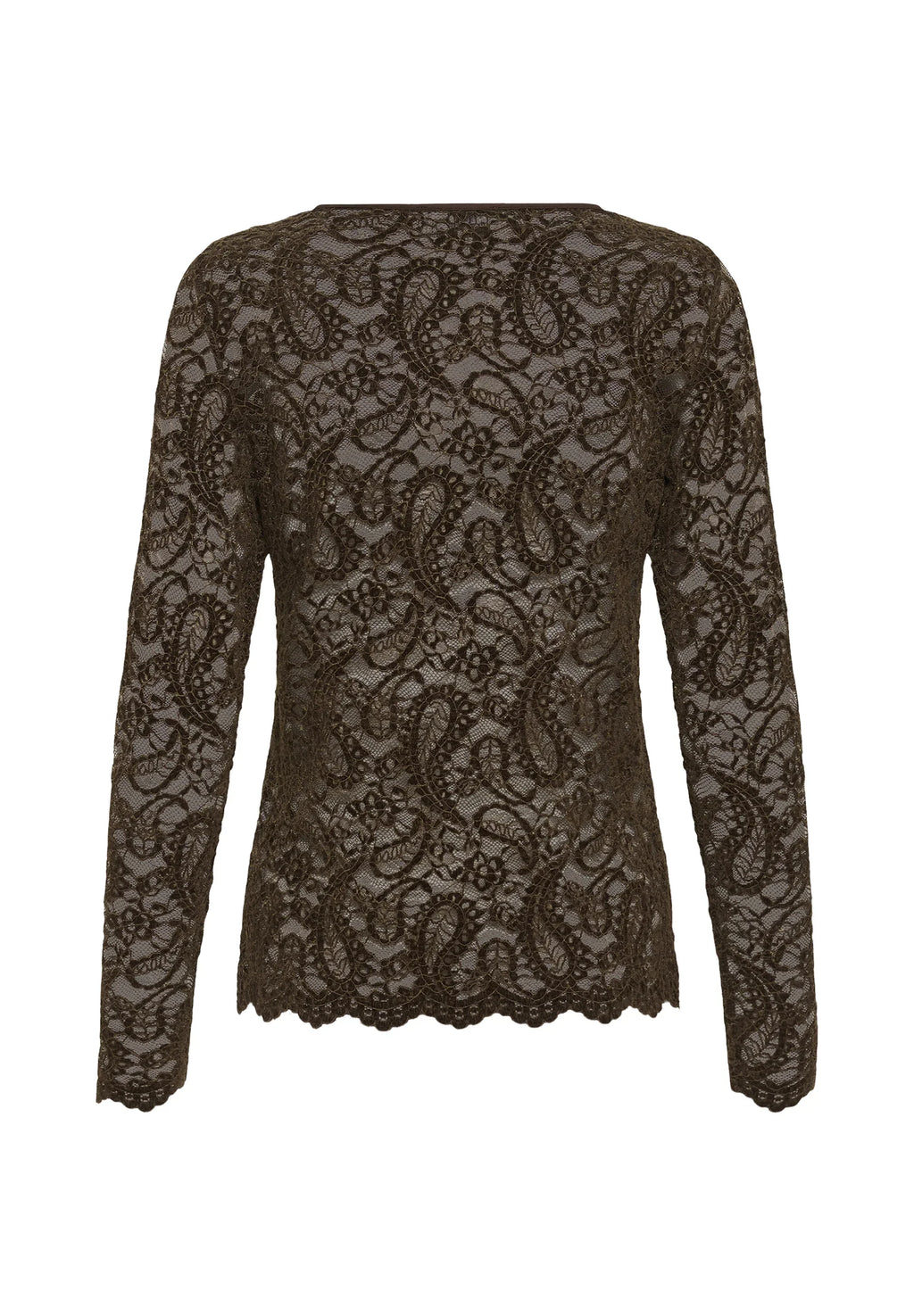 Salvi LS Lace Blouse, Dark Brown