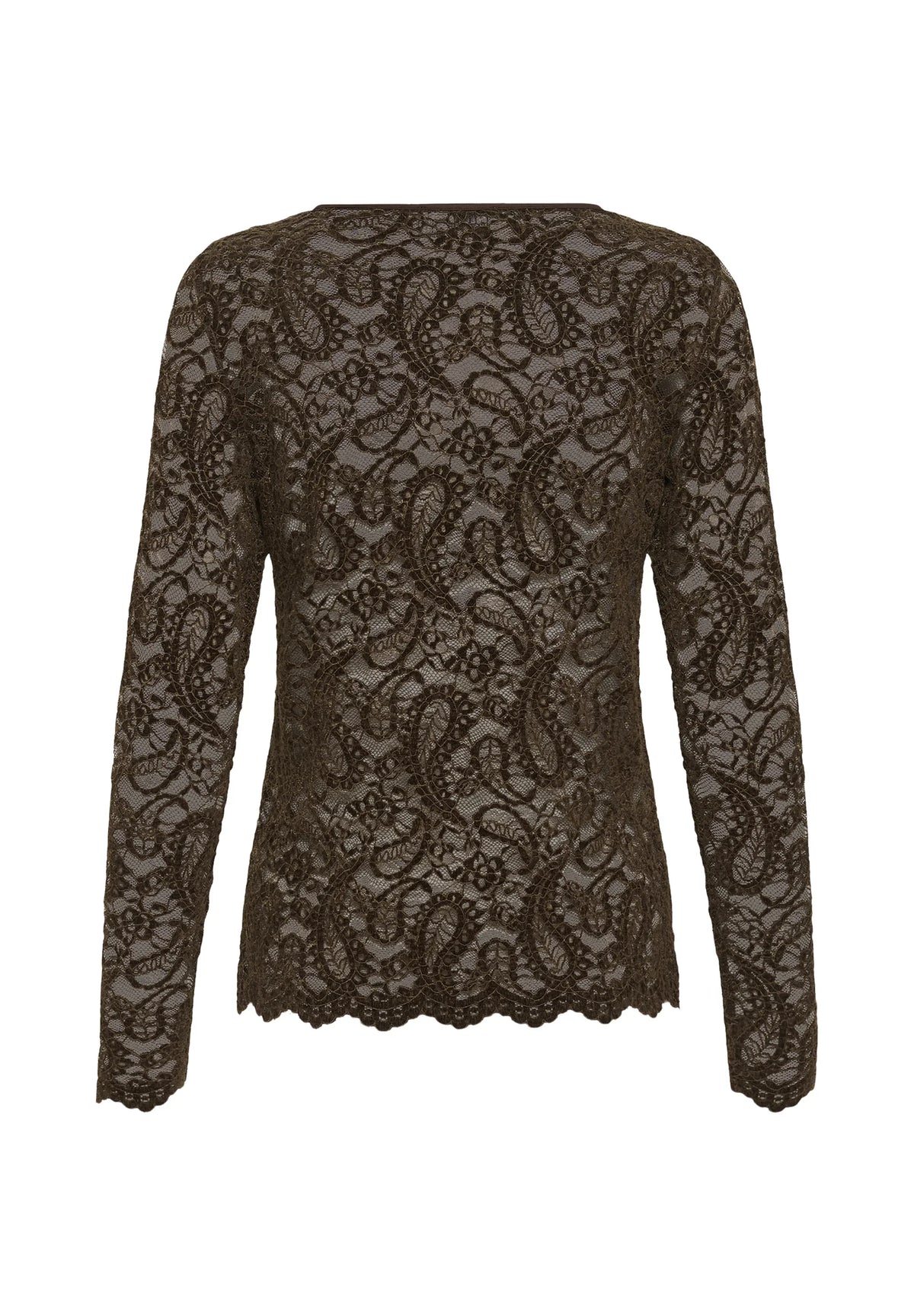 Salvi LS Lace Blouse, Dark Brown