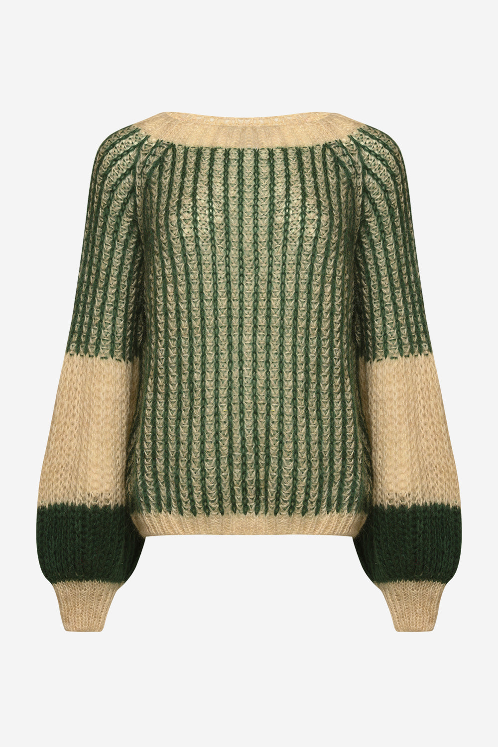 Liana Knit Sweater, Beige/Bottle Green